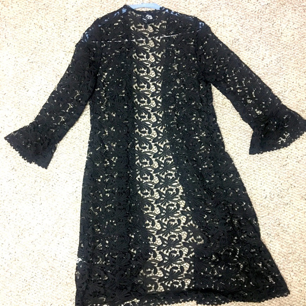 Luii Brand, black long crocheted sweater, size M